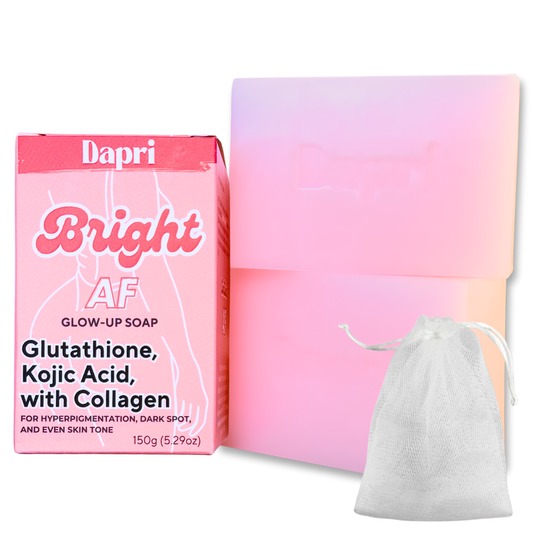 Dapri Bright AF Glow Up Soap with Glutathione, Kojic Acid & Collagen (2 Pack + Mesh bag)
