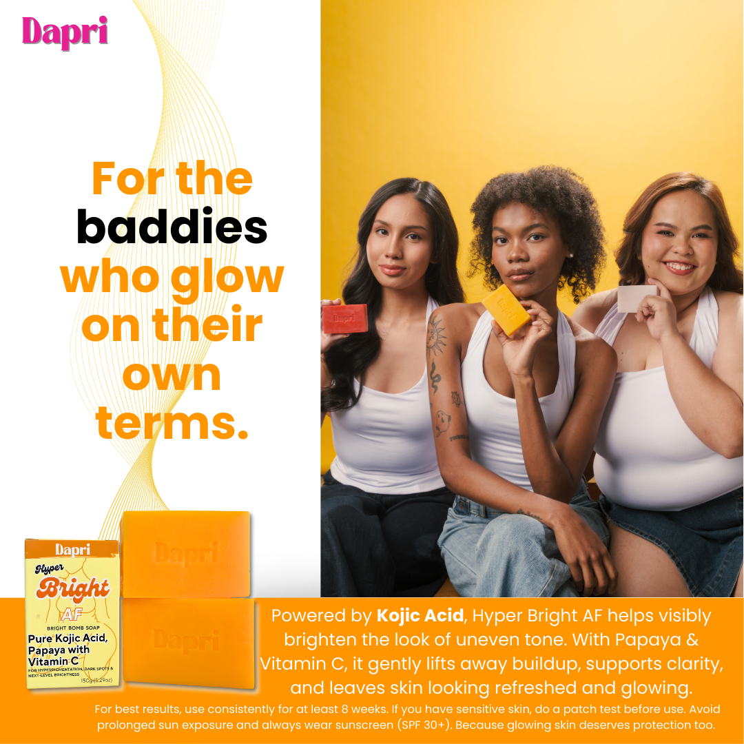 Dapri Hyper Bright AF Bright Bomb Soap with Pure Kojic Acid, Papaya, and Vitamin C (2 Pack + Mesh bag)