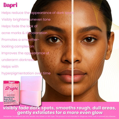 Dapri Bright AF Glow Up Soap with Glutathione, Kojic Acid & Collagen (2 Pack + Mesh bag)