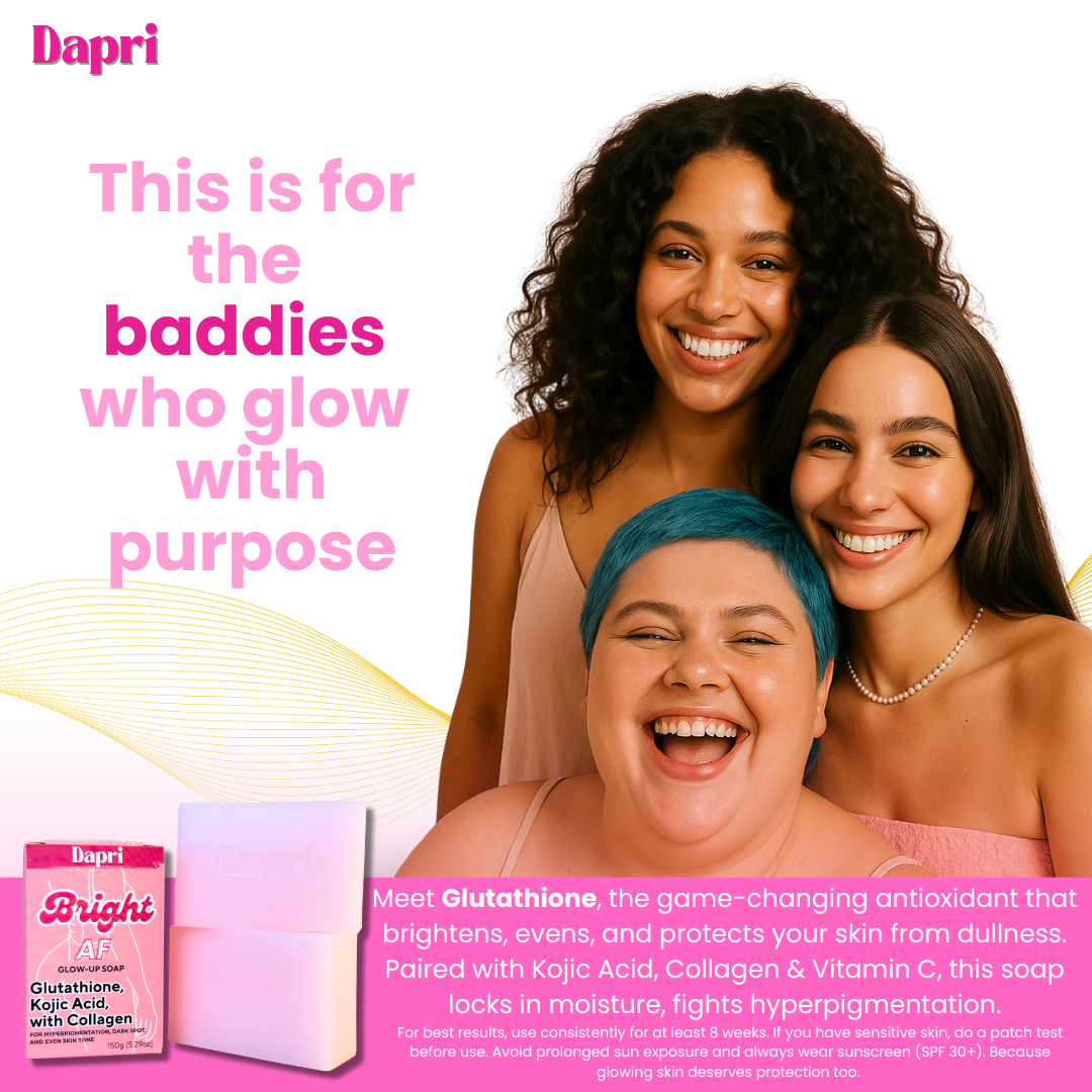 Dapri Bright AF Glow Up Soap with Glutathione, Kojic Acid & Collagen (2 Pack + Mesh bag)