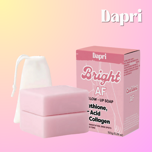 Dapri Bright AF Glow Up Soap with Glutathione, Kojic Acid & Collagen (2 Pack + Mesh bag)