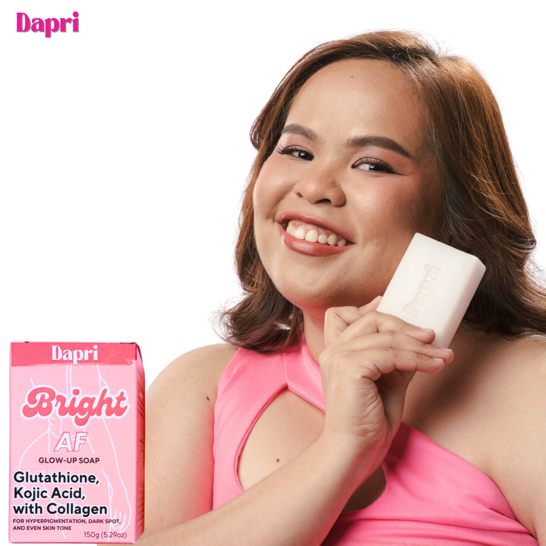 Dapri Bright AF Glow Up Soap with Glutathione, Kojic Acid & Collagen (2 Pack + Mesh bag)