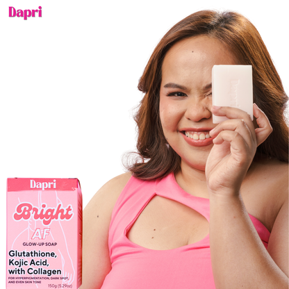 Dapri Bright AF Glow Up Soap with Glutathione, Kojic Acid & Collagen (2 Pack + Mesh bag)